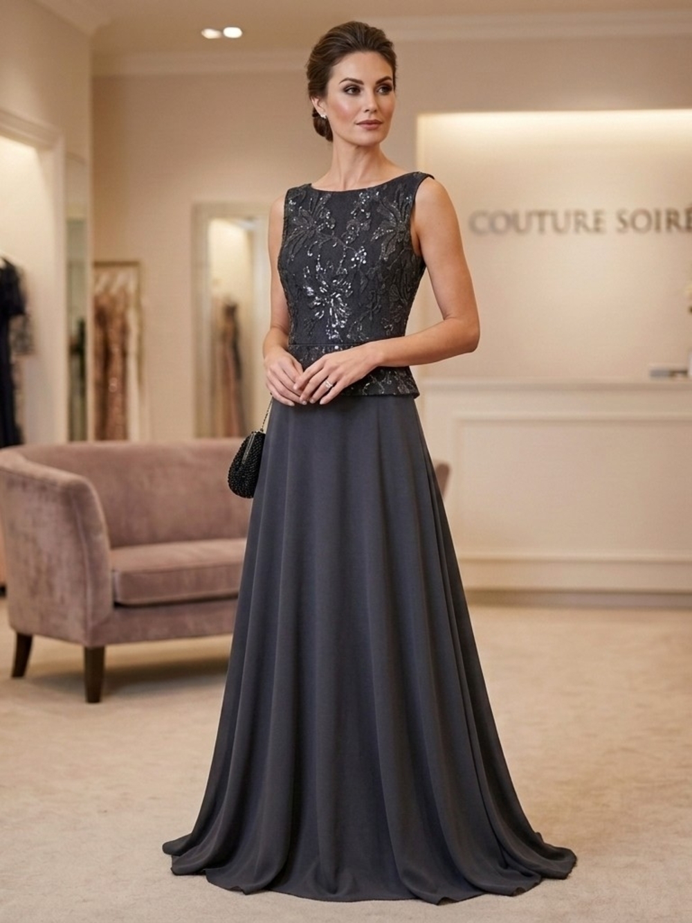 ✨ Aidan Mattox Silk & Sequin Gown 12 • Crinoline Skirt • LIKE NEW